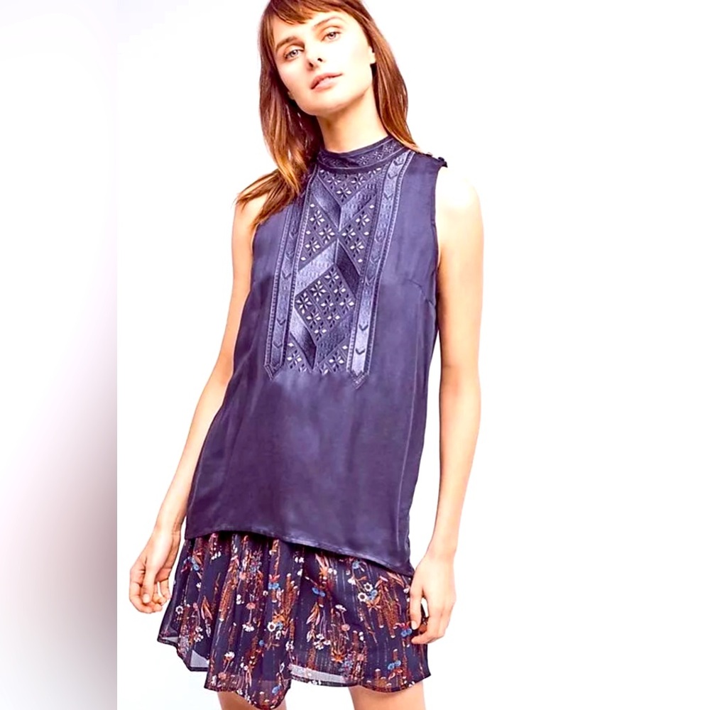 Anthropologie NWT Ilaria Mockneck Blouse by Les Siennes Sz S